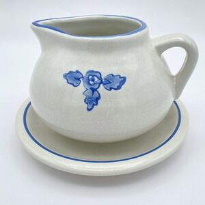 Pfaltzgraff Yorktowne Gravy Boat Dish Underplate Saucer Stoneware‎ Vintage